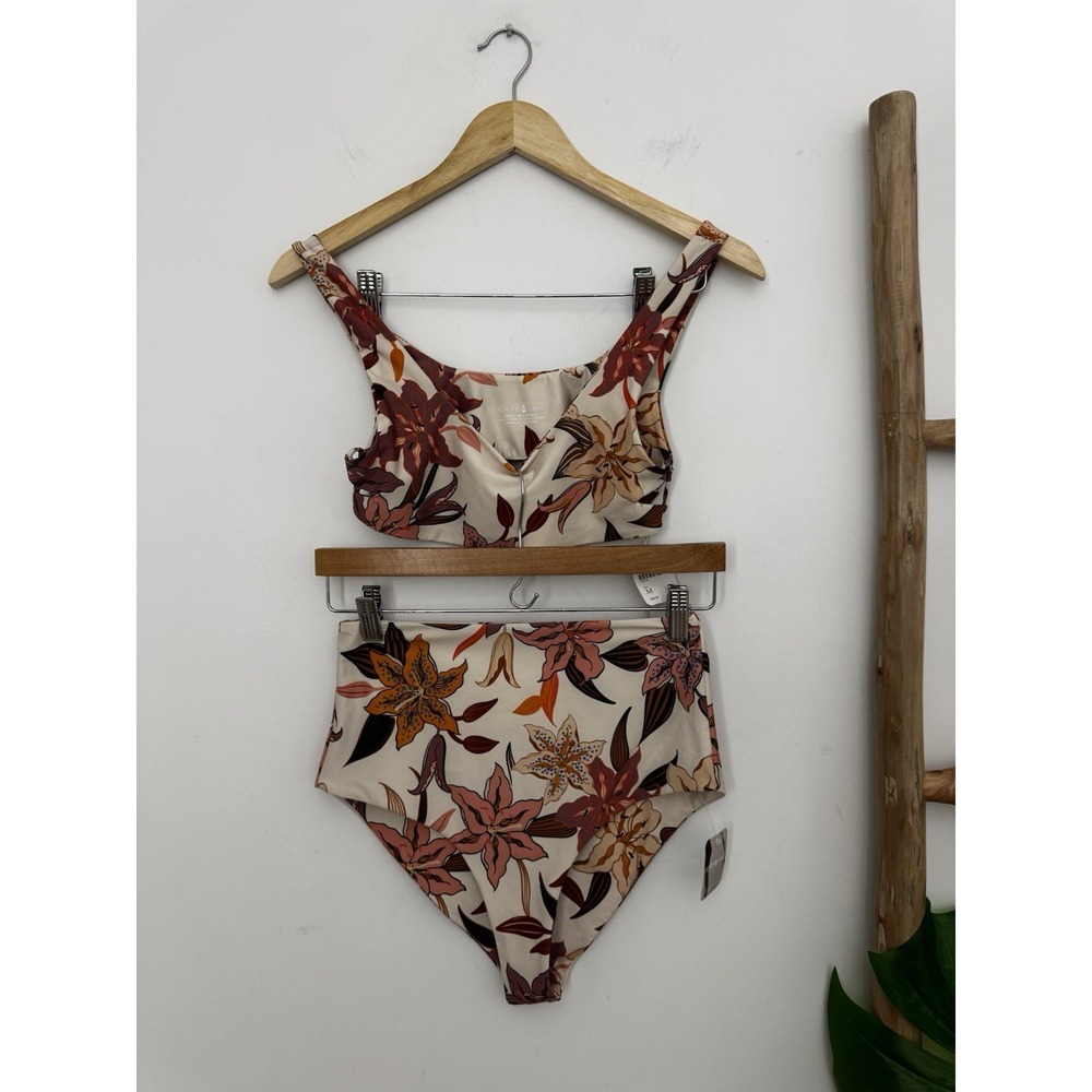 Stone Fox Swim Sumatra Lili Gaze White Floral Bikini Resort Set NWT